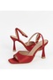 Women's Heeled Sandals Red Satin - 3