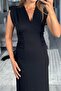 V-Neck Padded and Drape Detail Sleeveless Dress 4S794 - 2