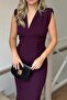 V-Neck Padded and Drape Detail Sleeveless Dress 4S794 - 5