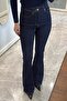 Dark Blue İ Flared High Waist Jean Pants Utc006 - 3