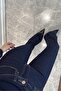 Dark Blue İ Flared High Waist Jean Pants Utc006 - 4