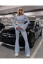Women's Crop Top and Flared Leggings Sky Blue Set