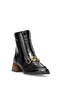 D25Kb-8265 Women's Genuine Patent Leather Heeled Boots Black - 2