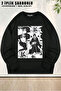 Unisex Loose Fit Uchiha Itachi Naruto Anime Character Design Printed Oversize Sweatshirt