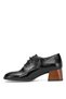 D25Ka-1545 Women's Genuine Patent Leather Classic Heeled Shoes Black - 3