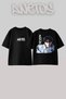 Seven Jungkook Design Back Printed Cotton Black Oversize T-Shirt