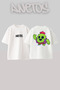 Spike Brawl Stars Design Back Printed Cotton White Oversize T-Shirt