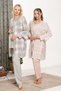 Women's Powder Flannel Embroidered Plaid Winter Design Maternity Pajama Set 3-Piece Set - 5