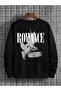 Men's Black Romance Dove Printed Oversized Sweatshirt - 3