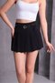 Women's Pleated Double Crepe Fabric Lined Belted Skirt