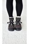 Melinta Women's Suede Fur Detailed Platform Sole Black Boots