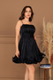 Chiffon Ruched Detail Strap Mini Dress - Black - 5