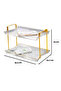 2 Tier Rectangular Serving Tray with Gold Handles, Cake Stand for Food, Desserts Table Display - 5