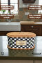 سلة خبز خشبية كبيرة بيضاوية الشكل بغطاء بتصميم تقليدي مع نقش الداما - 2