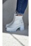 Melinta Thick Heeled Women's Zippered White Short Boots - 4