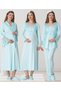 Women's Turquoise Shawl Collar Lace Embroidered Special Design Maternity Pajamas Nightgown Dressing Gown Set 4-Piece Set