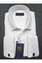 Men's Shirt White Double Cuff Slim Fit Stretch Fabric with Lycra