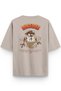 Monster Back Printed Half Oversized Stone Color Tshirt 1392