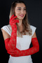 Elbow Length Elegant Ruched Long Evening Dress Engagement Gloves Henna Wedding Nikah - 6