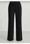 Women's black high waist comfortable palazzo wide leg fabric pants - stylish and comfortable style - 2