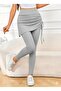 Women's High Waist Side Gathered Bottom Long Camisole Leggings Skirt - 3