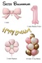 Pink Bow Daisy Foil Balloon Birthday Age Balloon Set - 2