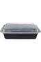 Disposable Microwaveable Rectangular Black Base, Meal Prep Container with Clear Lid. (5, Bla - 3