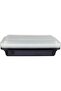 Disposable Microwaveable Rectangular Black Base, Meal Prep Container with Clear Lid. (5, Bla - 2