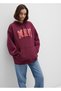 Burgundy Women's Oversize Sweatshirt Dmk.M1600361-90705 Logo Hooded - 2