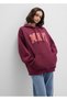 Burgundy Women's Oversize Sweatshirt Dmk.M1600361-90705 Logo Hooded - 3