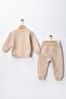 Sitting Bear with Embroidered Suezene, Winter Sharpened 3-Ply Fabric, Baby Boy Top and Bottom 2-Piece Set - 3