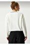 Women's Ecru Basic Striped Detail Knit Sweater - 2