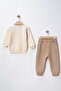 Dinosaur Mobile Pocket Winter Fleece 3-Thread Fabric Baby Boy Top and Bottom 2-Piece Set - 3