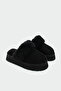 Rover Black Suede Furry Flat Sole Women's Slippers - 2
