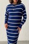 Women's Navy Blue Striped Long Sleeve Knit Dress (New Color) - 7
