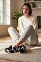 Women's Black and White House Slippers Soundproof Soft Comfortable Wool Slippers - 4