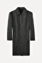Men's Anthracite Jacquard Wool Blend Long Cashmere Coat - 6