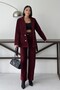 Burgundy Corduroy Jacket Pants Set - 2