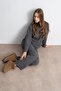 Knitted Patterned Oversize Women's Knitwear Trousers - Sweater Set - 6