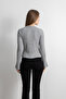 Crew Neck Buttoned Spanish Sleeve Knit Cardigan - Gray - 5