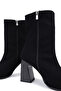 Women's Genuine Leather Black Heeled Boots - 4