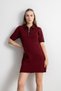 Women's Polo Neck Zippered Knit Mini Dress - Burgundy - 5