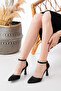Women's Ankle Strap Satin Fabric Heeled Shoes - 2