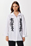 Beaded Embroidered Oversize Woven Shirt Lrg0050 White - 2