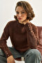 Damenpullover mit Knopfdetail an den Ärmeln, Basic-Strickpullover TK251107 60283668 - 3