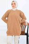 Stone Detailed Knitwear Tunic S3008 Mink - 2