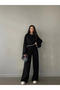 Knit Pants Set with Embroidered Front Detail - Stylish and Comfortable