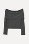 Women's Black Boat Neck Fitted Long Sleeve Blouse - 5