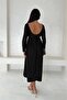 Women's Long Sleeve Back Detailed Basic Dress Dpk4311 - 5