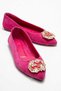 Torselel Women's Genuine Leather Stone Detailed Ballet Flats Fuchsia Suede Color-Match Leather Lining